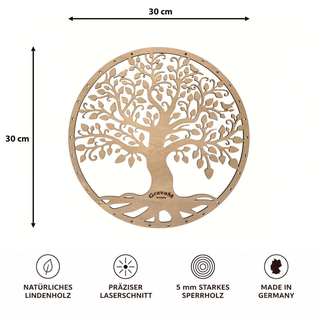 Tree of Life HL.3 – front view with 30 × 30 cm dimensions, made from 5 mm linden plywood 