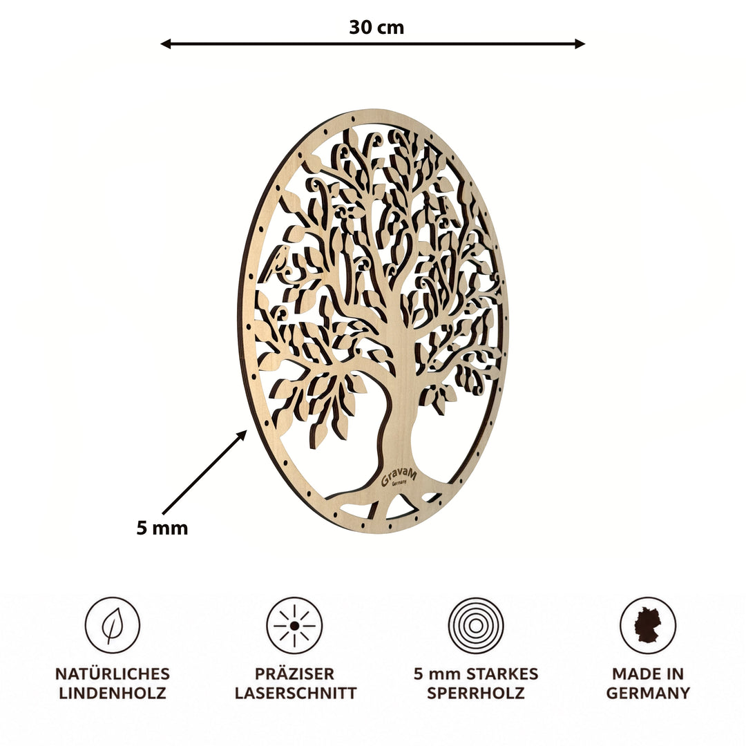 Tree of Life HL.4 – side view, 30 × 30 cm and 5 mm thick, made from linden plywood 