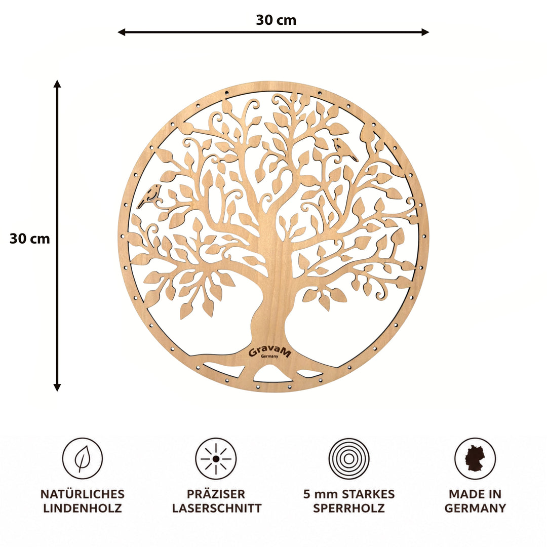 Tree of Life HL.4 – front view with 30 × 30 cm dimensions, made from 5 mm linden plywood 