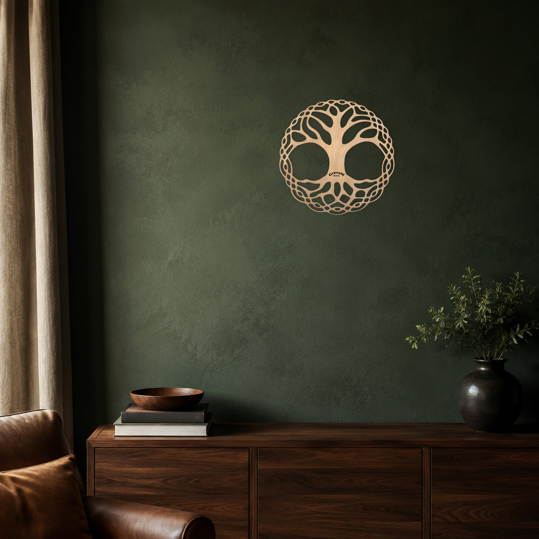 Tree of Life HL.9 displayed in a warm natural interior 