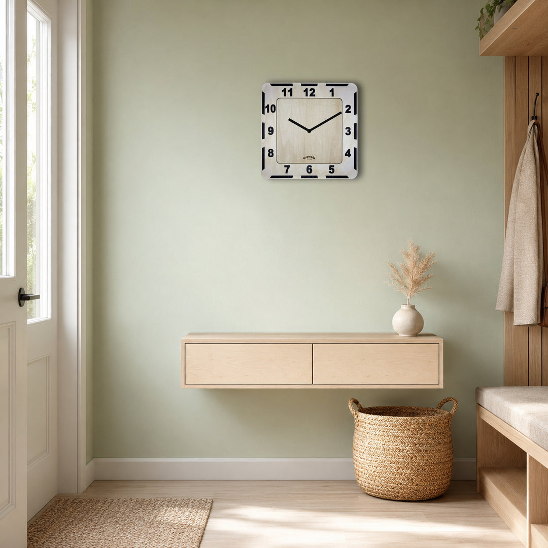 Premium Wall Clock WU.11 displayed in a warm living interior 