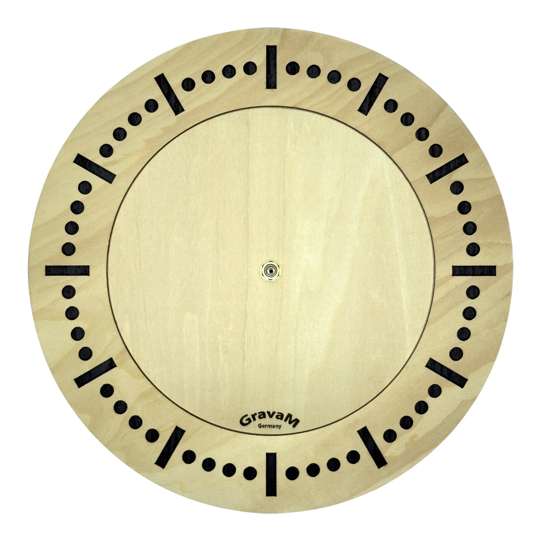 Rundes Zifferblatt der Holz-Wanduhr WU.1 aus Lindenholz