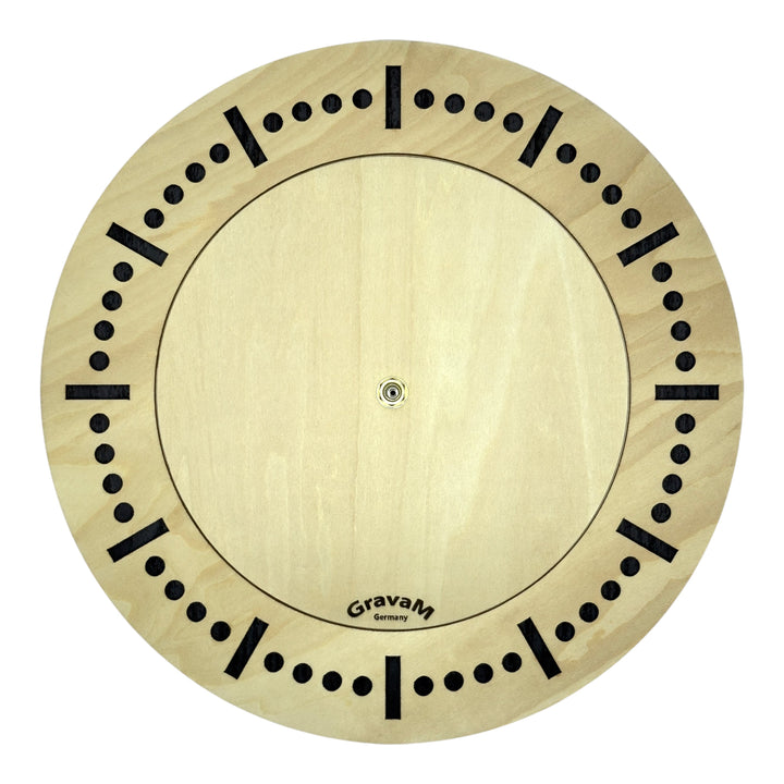 Rundes Zifferblatt der Holz-Wanduhr WU.1 aus Lindenholz